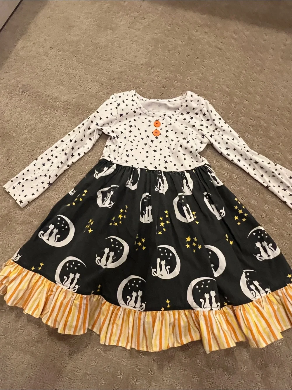 Eleanor Rose Black Moon & Stars Long-Sleeve Halloween Rhonda Dress.
